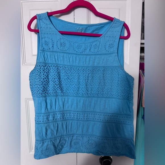 Talbots Tops - Talbots Turquoise and Fuchsia Cotton Top - XL